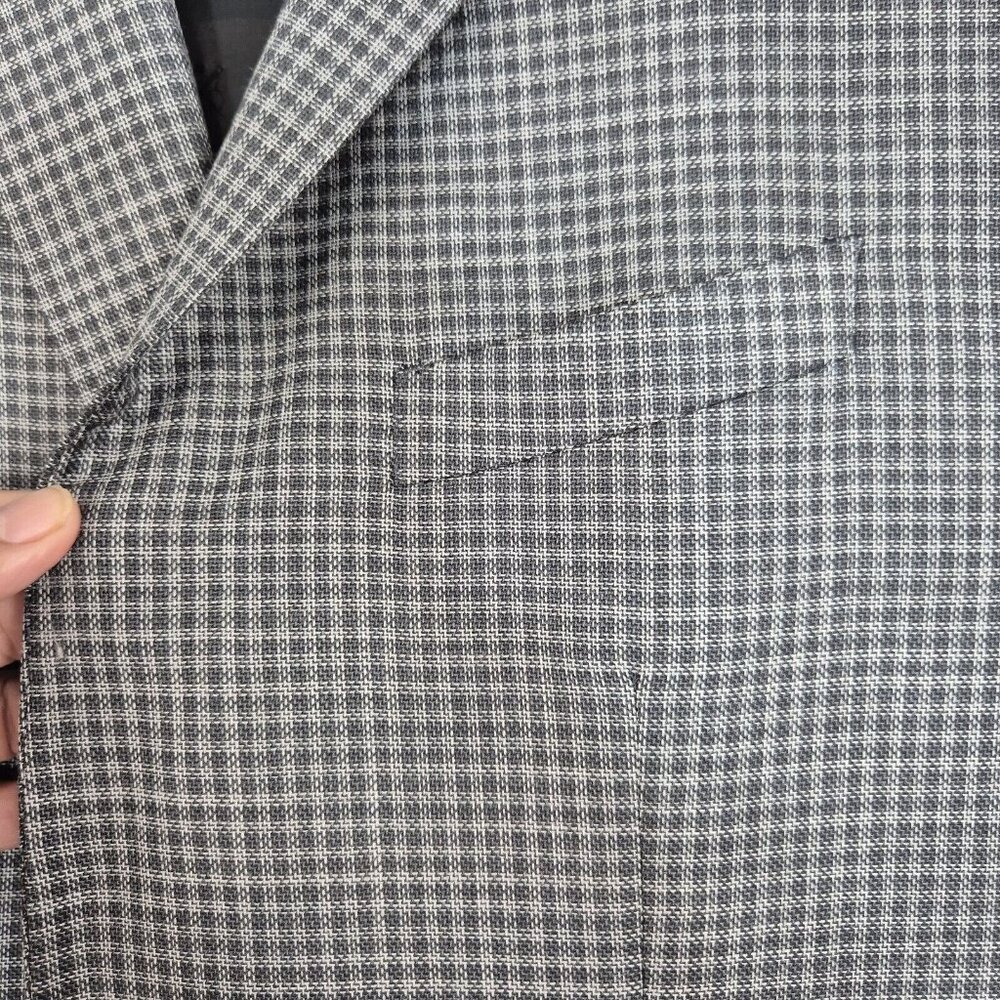 John Varvatos Star Bleecker sport coat Size 40 R gray check jacket 100% wool (37 - Picture 9 of 16
